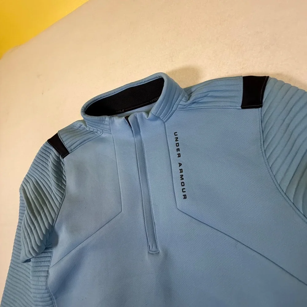 Under Armour ColdGear Golf Quarter Zip Pullover Light Blue Mens XL 1360504